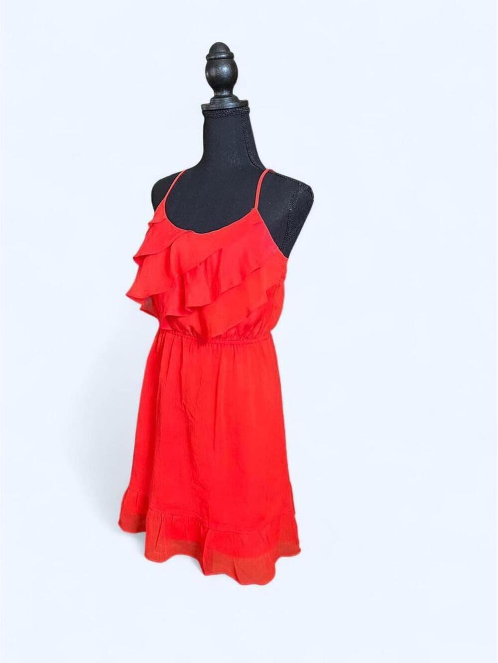 Vintage Y2K American Eagle red ruffle mini dress Size Medium 🌸 - Picture 2 of 7